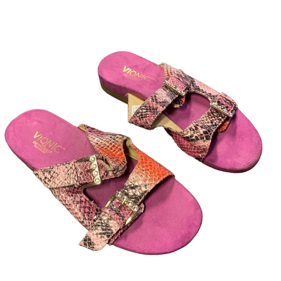 Vionic Orthaheel Snakeskin Strappy Sandals 6.5 - Picture 1 of 5